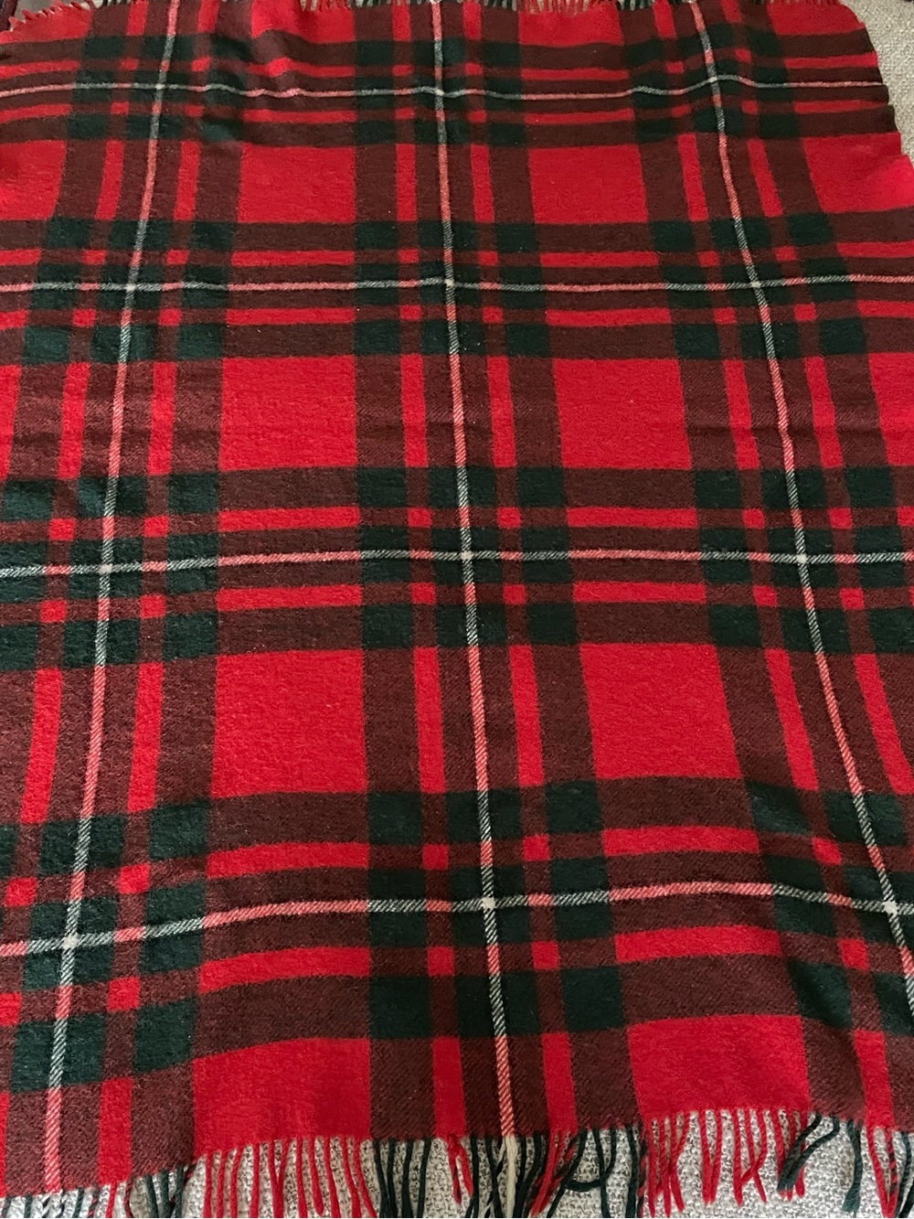 Vintage Onehunga Woollen Mills NZ Wool Plaid Lap Blanket Throw 44x55